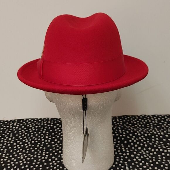 MEN'S MONTIQUE 2" SNAP BRIM CRUSHABLE 100% WOOL FELT FEDORA HAT. H10 RED - Picture 4 of 8